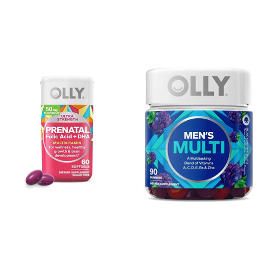 Paquete OLLY vitaminas prenatales cápsulas y gomitas multivitamínicas