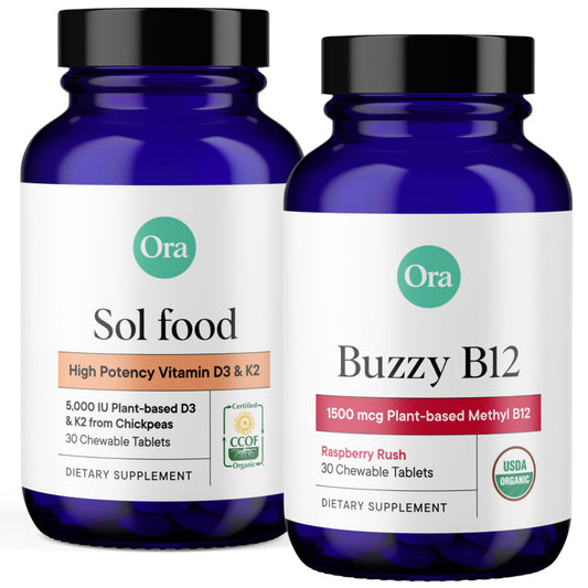 Paquete Ora Organic vitamina D3 5000 IU y K2 combo vegano