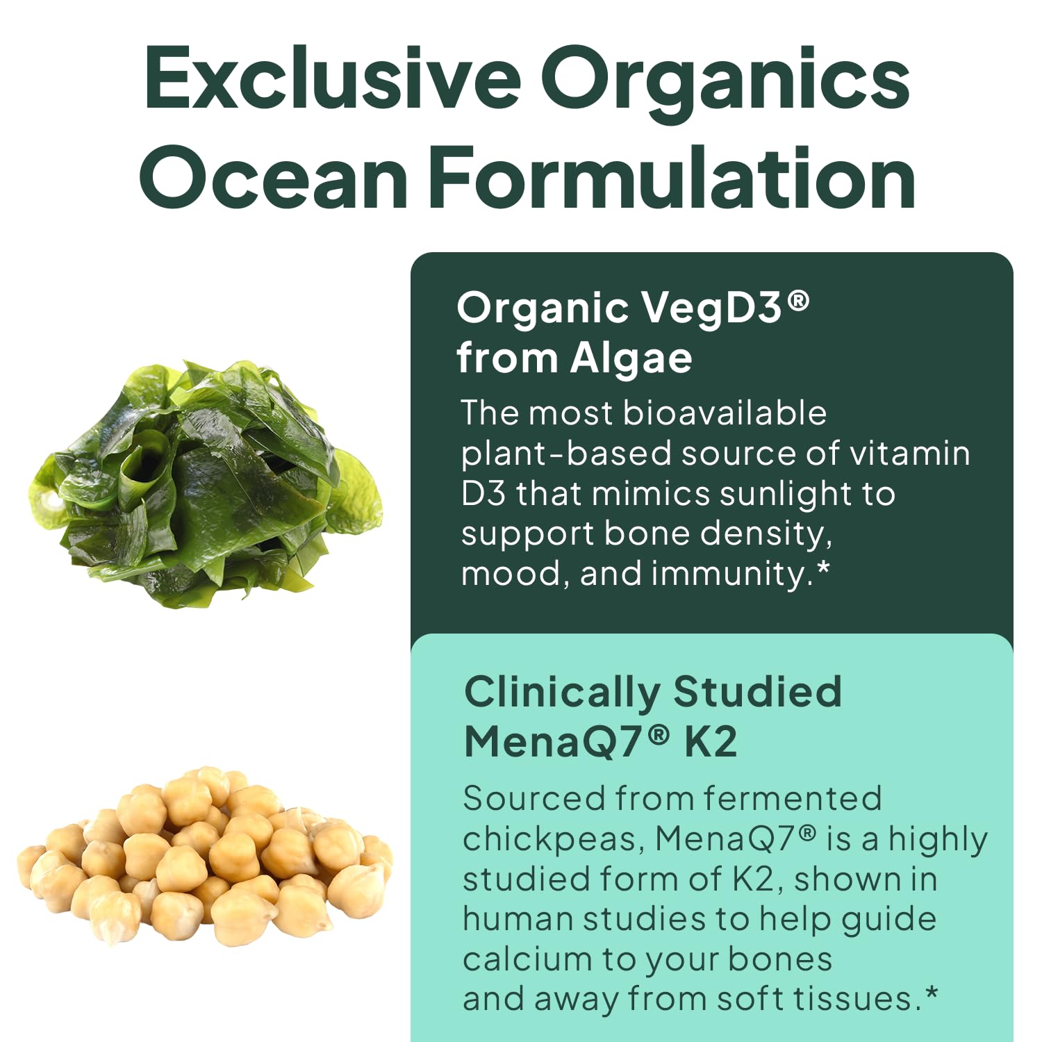 Paquete único de Organics Ocean Better D3 + K2 para 30 días