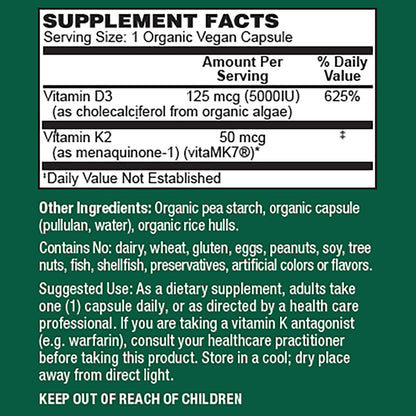 Paquete PlantFusion Vitamina D3 + K2 soporte salud