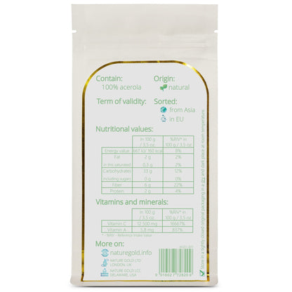 Paquete polvo acerola vitamina c vegano