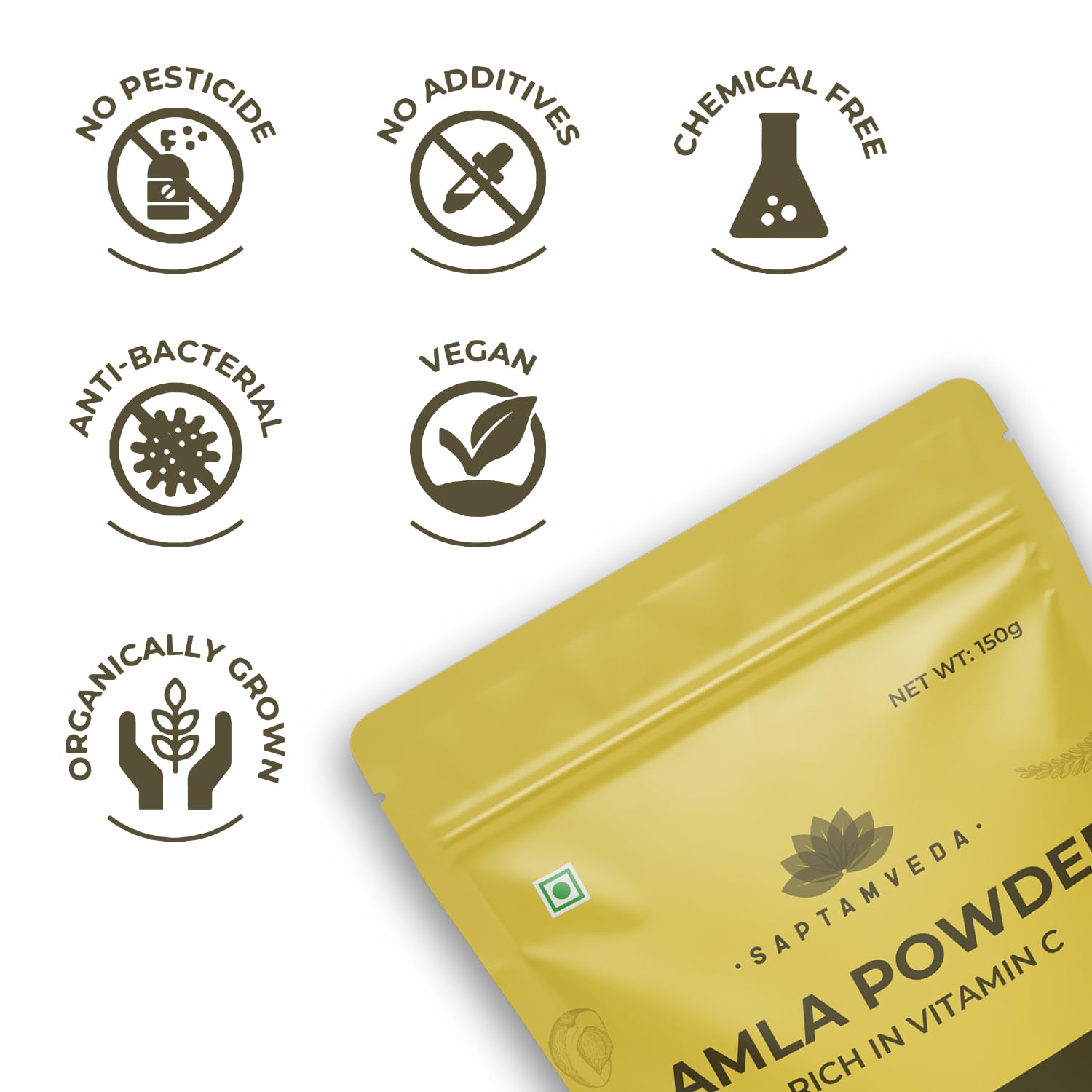 Paquete polvo de amla SAPTAMVEDA producto natural