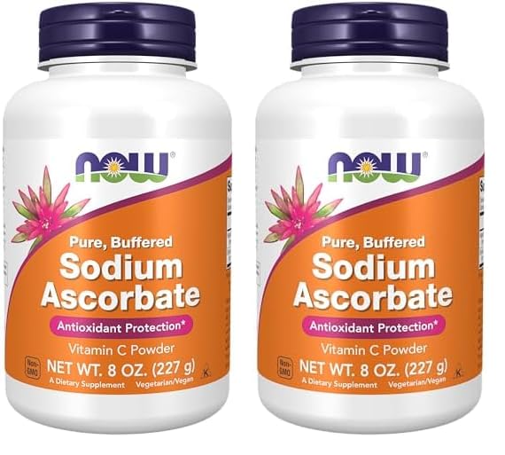 Paquete de polvo ascorbato de sodio vitamina c NOW