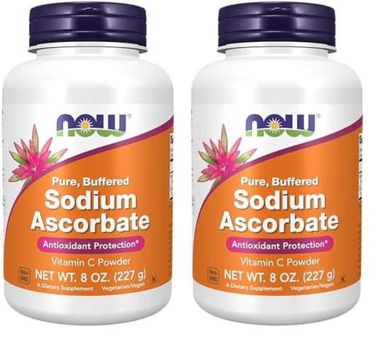 Paquete de polvo ascorbato de sodio vitamina c NOW