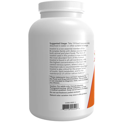 Paquete de polvo inositol NOW Foods soporte metabolismo celular