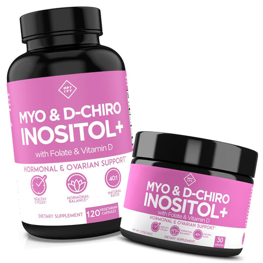 Paquete premium de inositol en cápsulas y polvo para mujeres