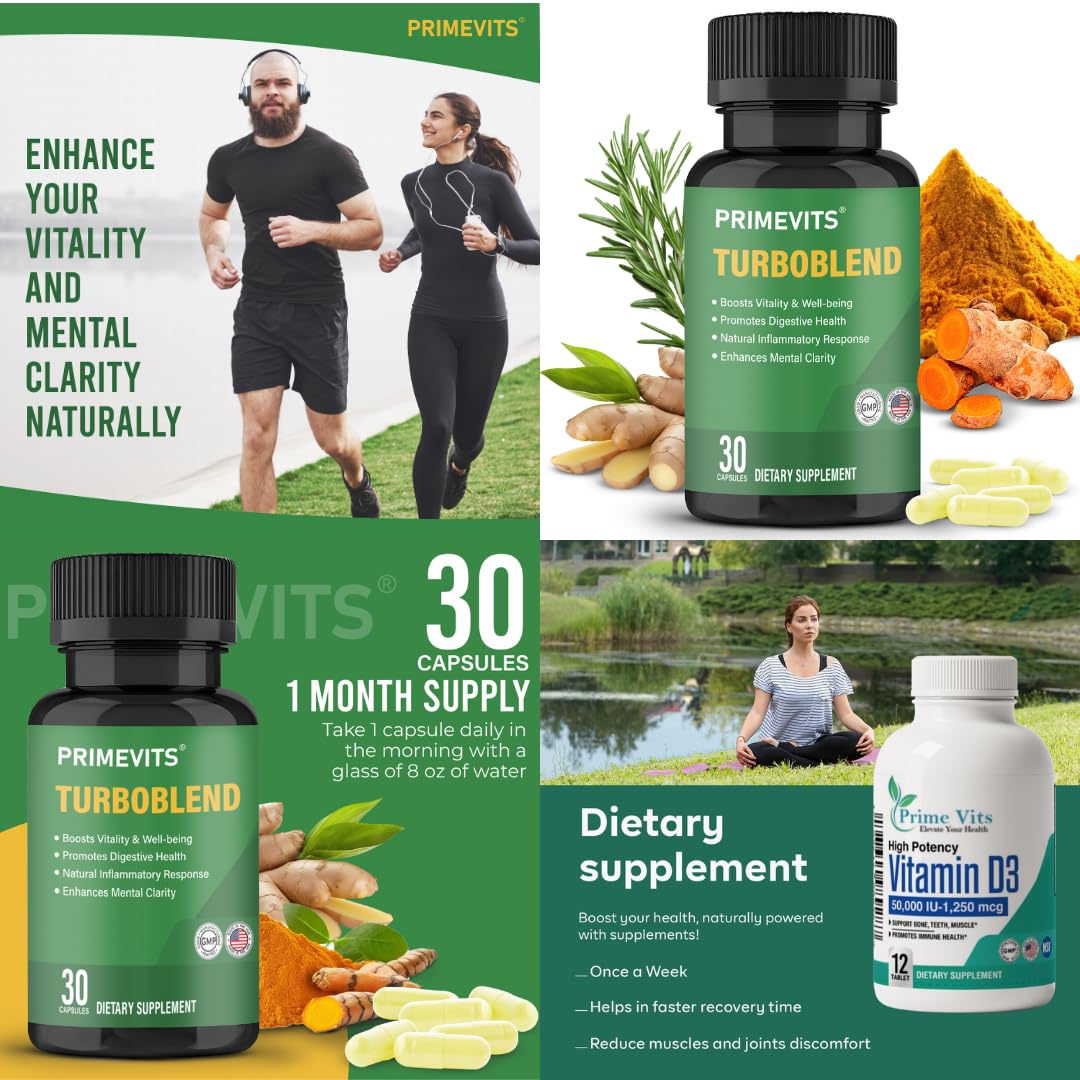 Paquete Primevits TurboBlend y Vitamina D3 para salud integral