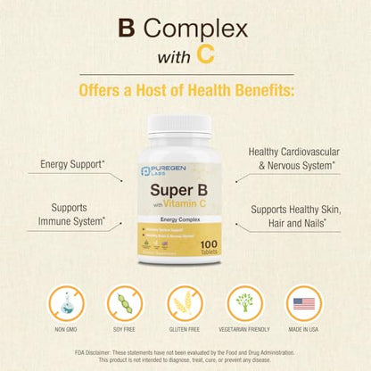 Paquete de Puregen Labs Super B 100 tabletas por unidad