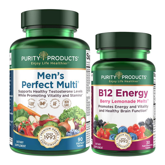 Paquete Purity Products multivitamínico hombre y B12 Energy Melts