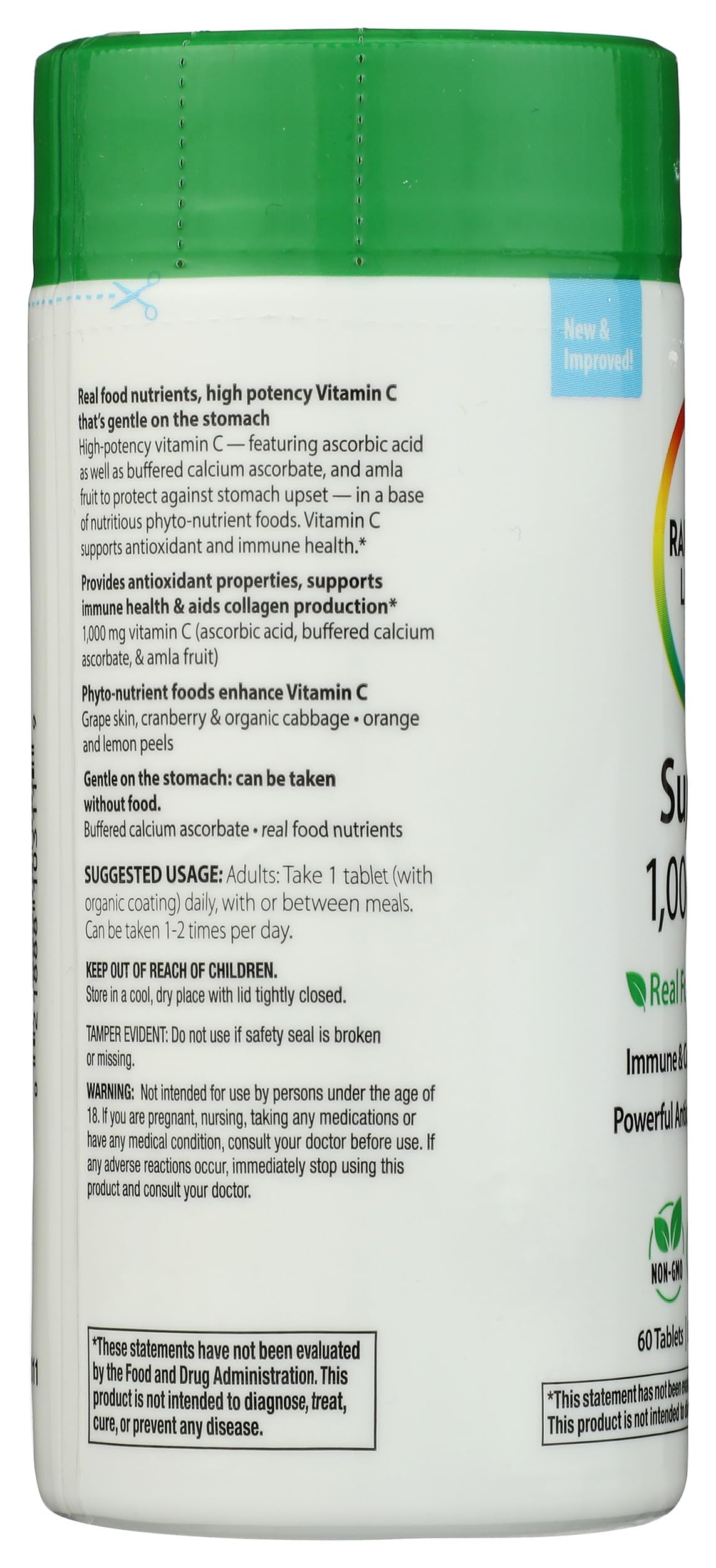 Paquete Rainbow Light Super C 60 tabletas veganas