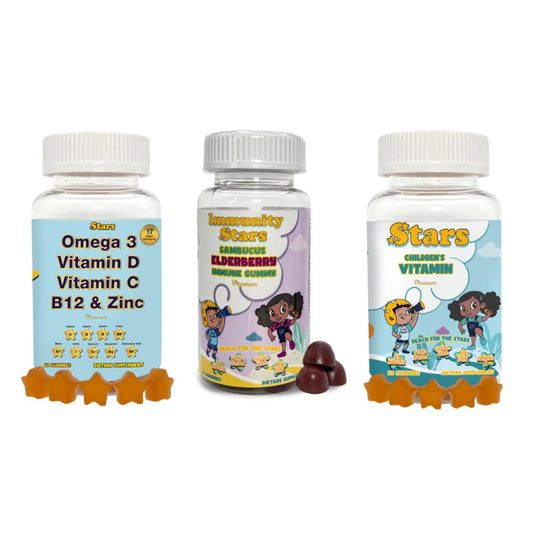 Paquete de salud familiar con gomitas multivitamínicas para niños y adultos
