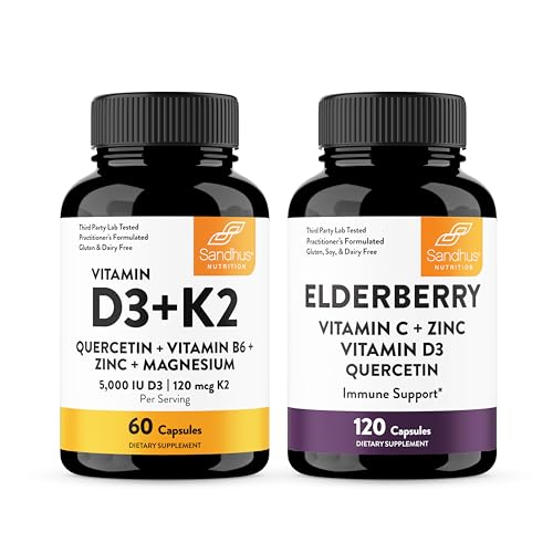 Paquete Sandhu vitamina D3 K2 con quercetina y cápsulas de saúco