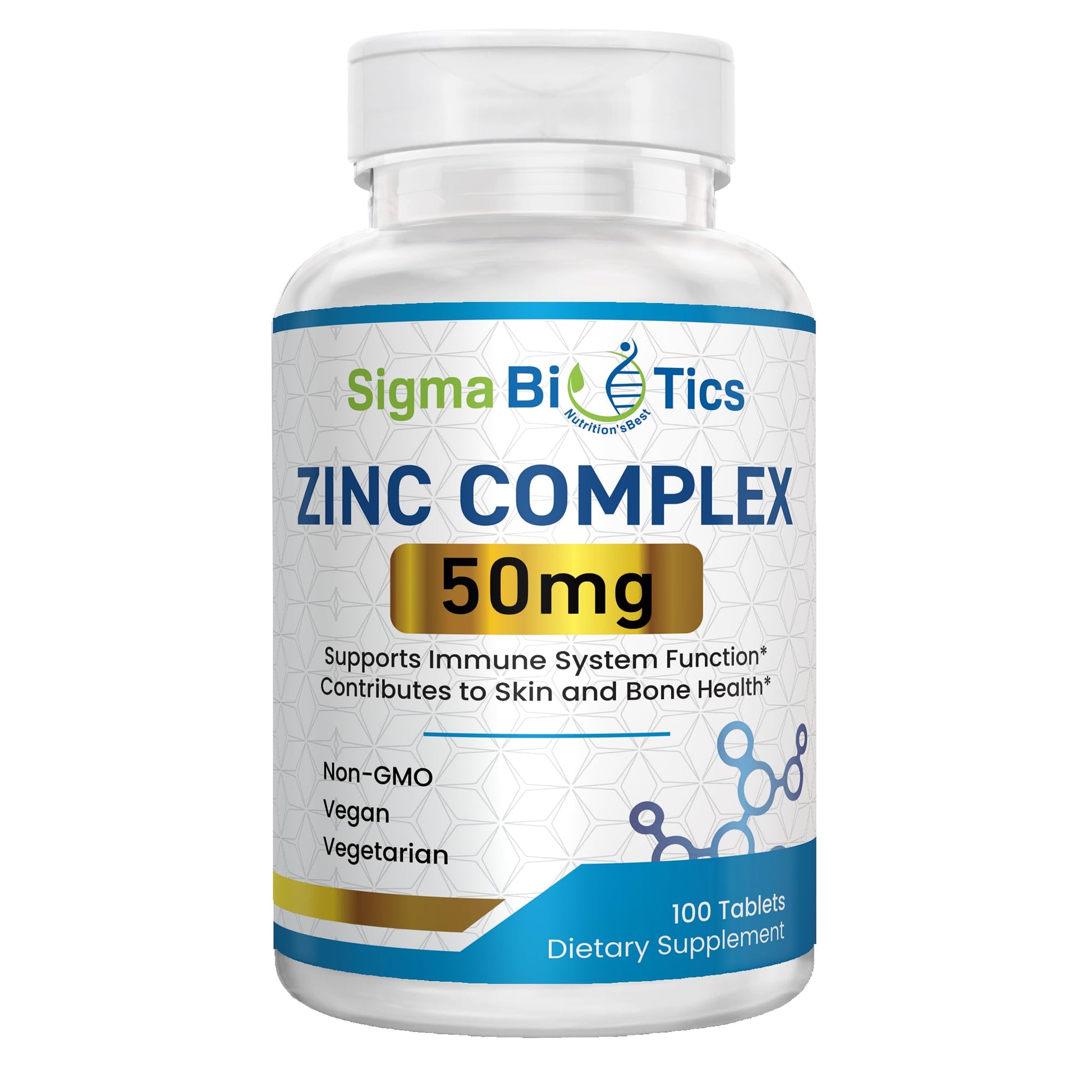 Paquete suplemento SigmaBiotics zinc 50 mg y complejo B para nervios y ánimo