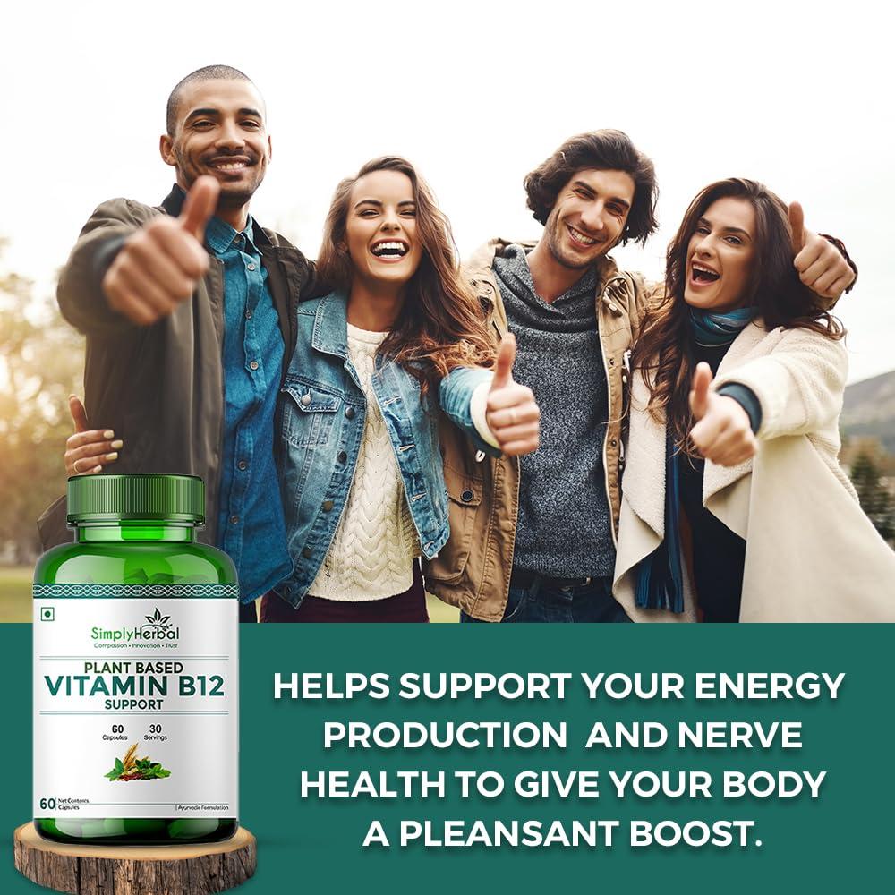 Paquete Simply Herbal vitamina B12 60 cápsulas