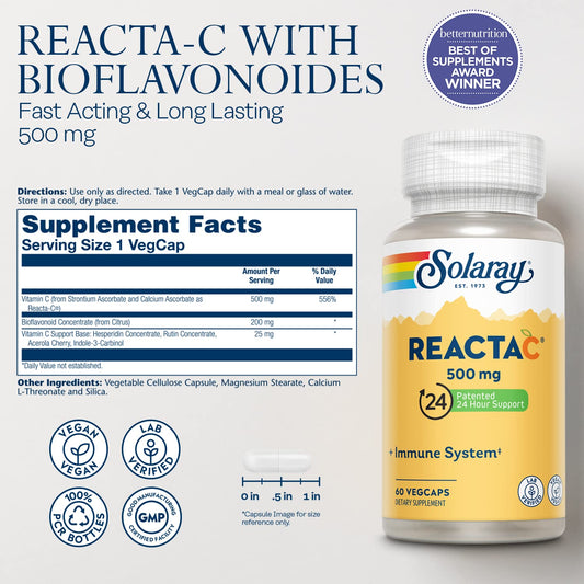 Paquete suplemento solaray reacta-c con vitamina c y bioflavonoides