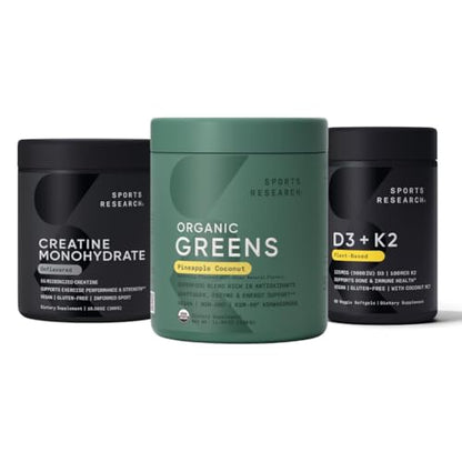 Paquete Sports Research con creatina y superalimentos en polvo orgánico