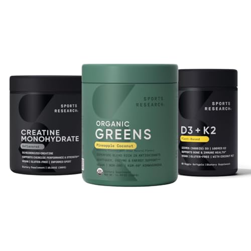 Paquete Sports Research con creatina y superalimentos en polvo orgánico