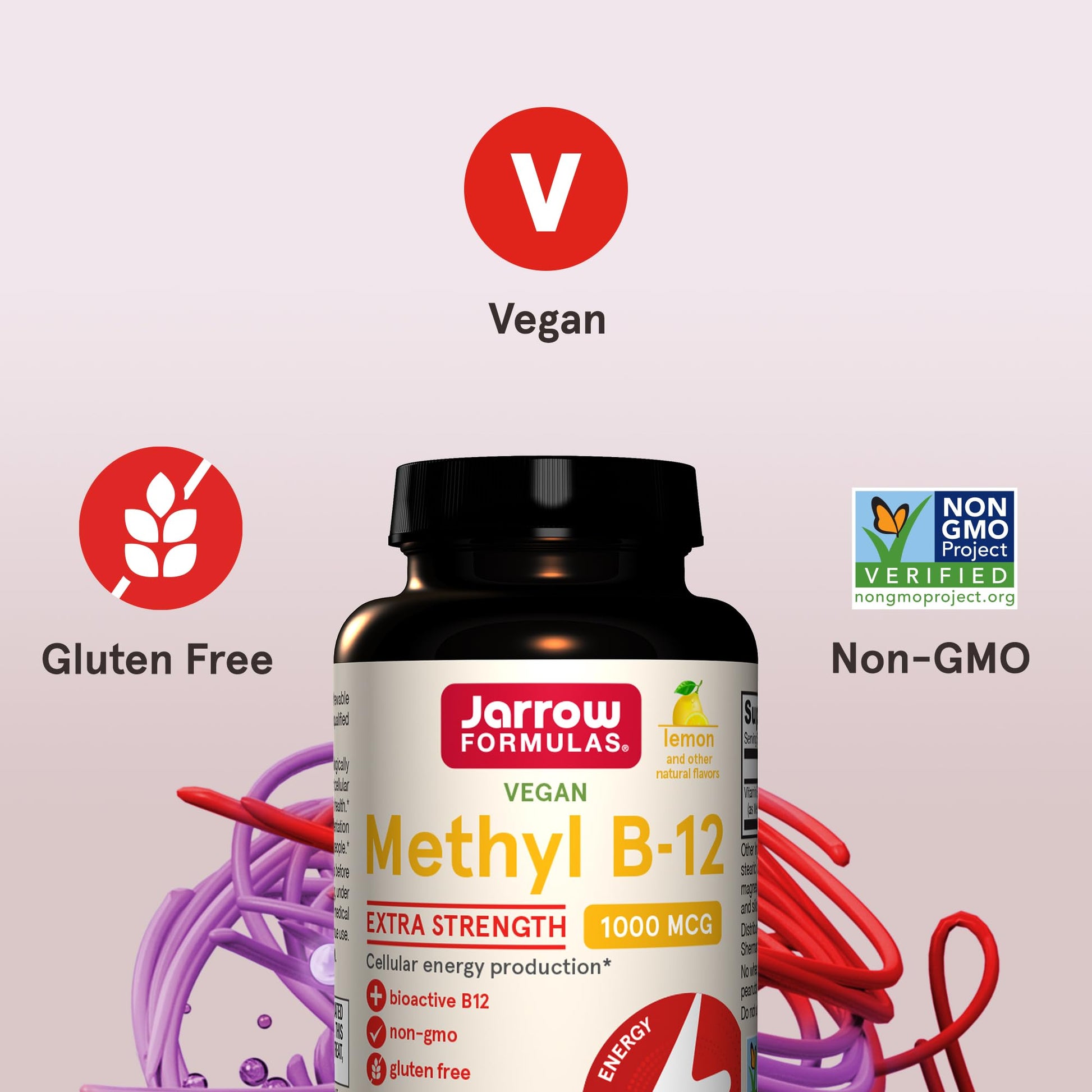 Paquete con suplemento Jarrow Formulas Metil B-12 100 tabletas