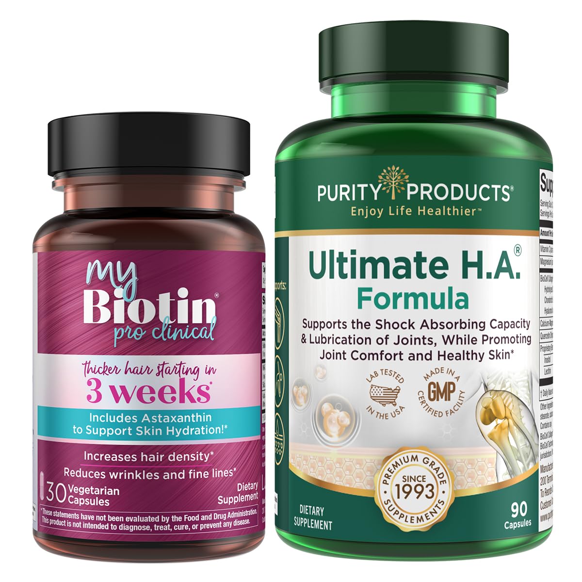 Paquete suplemento MyBiotin ProClinical y Ultimate H.A. Purity Products