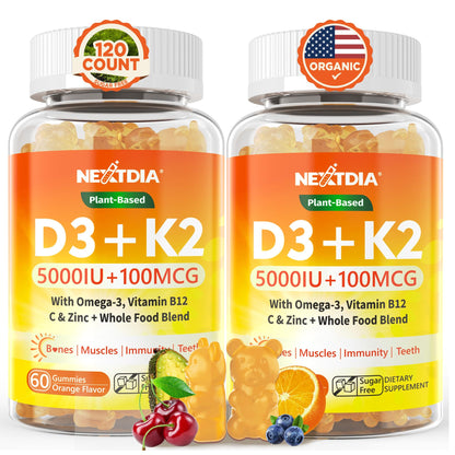 Paquete suplemento Nextdia Vitamina D3 K2 orgánico 60 unidades