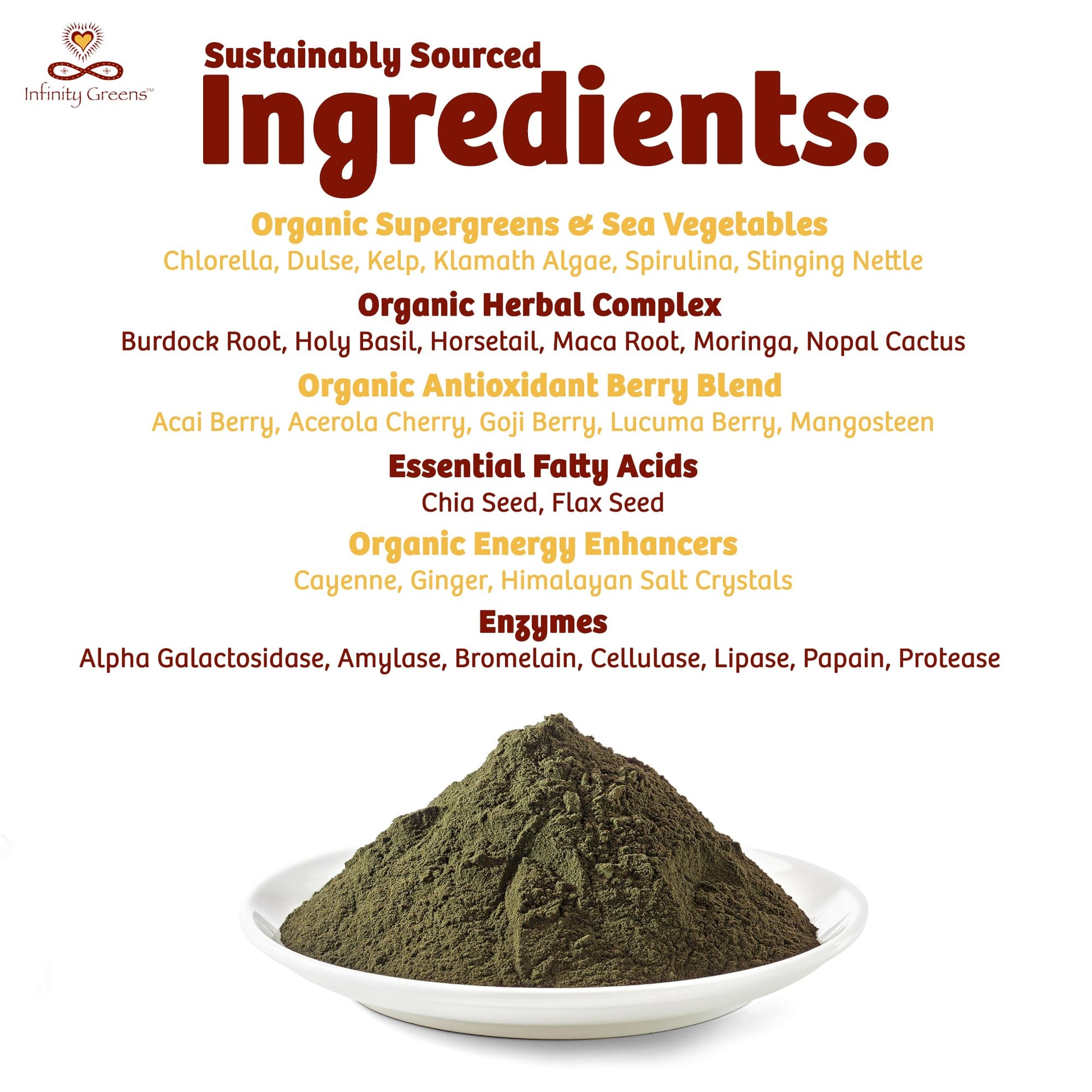 Paquete suplemento nutricional Infinity Greens y vitamina c