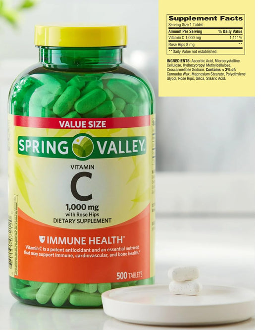 Paquete suplemento vitamina C con rosa mosqueta Spring Valley