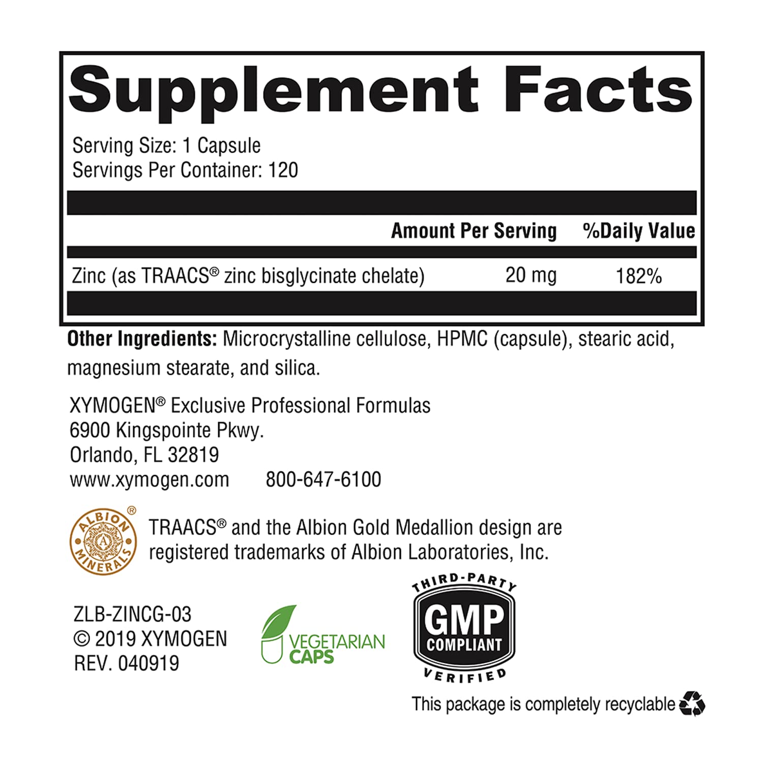 Paquete suplemento vitamina C y zinc