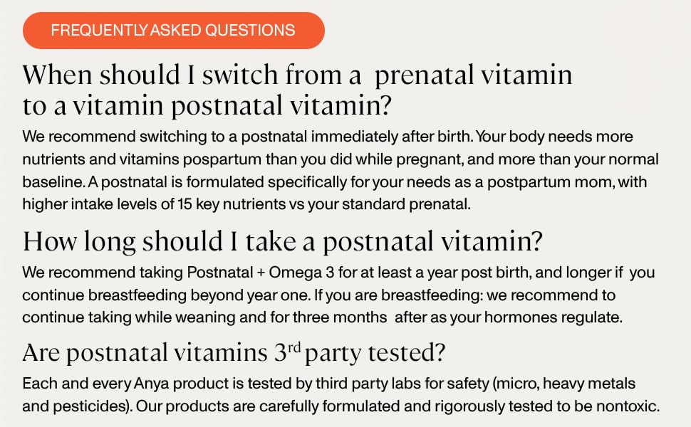 Paquete suplementos ANYA postnatales con multivitaminas y té calmante
