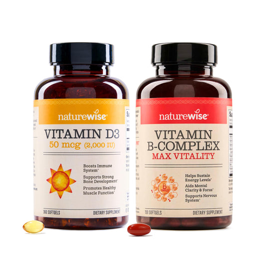 Paquete suplementos vitamina d3 y complejo b NatureWise
