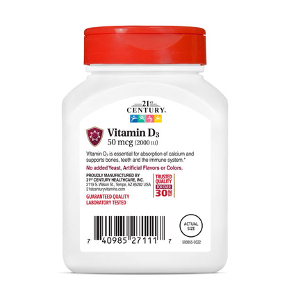 Paquete tabletas 21st Century Vitamina D3 110 unidades