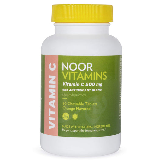 Paquete tabletas masticables vitamina c halal noor vitamins
