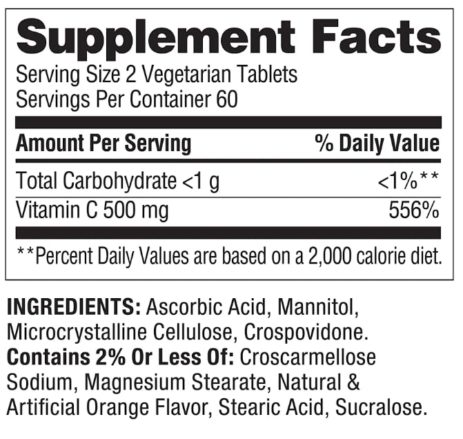 Paquete tabletas rápida disolución vitamina c Spring Valley