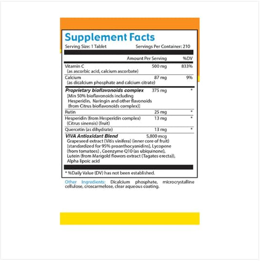 Paquete de tabletas Vitamina C 500mg con bioflavonoides
