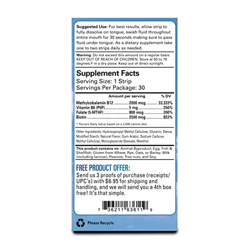 Paquete de tiras sublinguales vitamina B12 Essential Source sabor Winter Berry