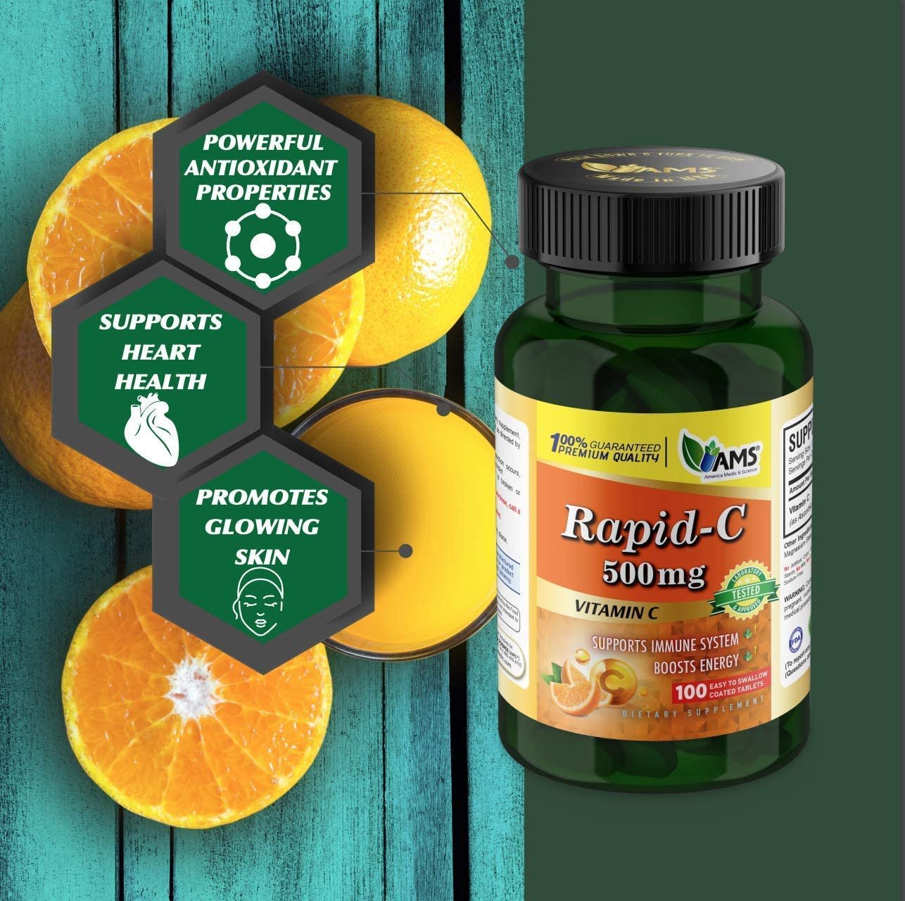 Paquete trasero America Medic & Science Rapid-C Vitamina C