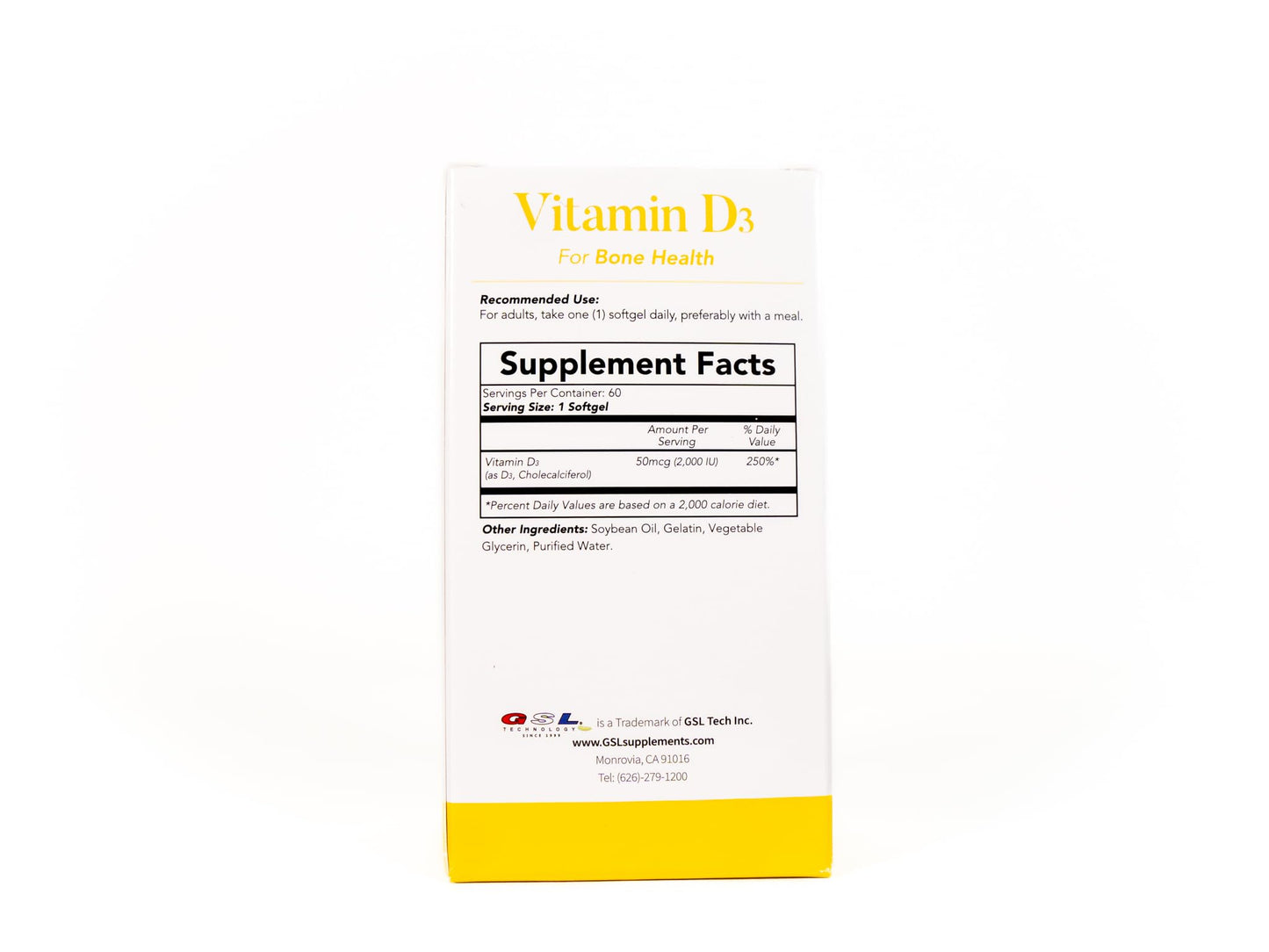 Paquete triple GSL Technology Vitamina D3 180 cápsulas