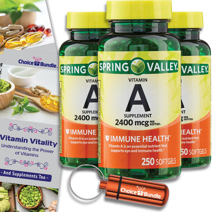 Paquete triple suplemento Vitamina A Spring Valley 2400 mcg