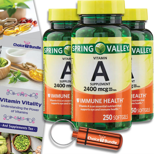 Paquete triple suplemento Vitamina A Spring Valley 2400 mcg