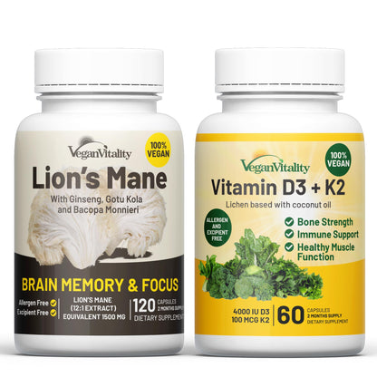 Paquete Vegan Vitality equilibrio cerebro y cuerpo frascos
