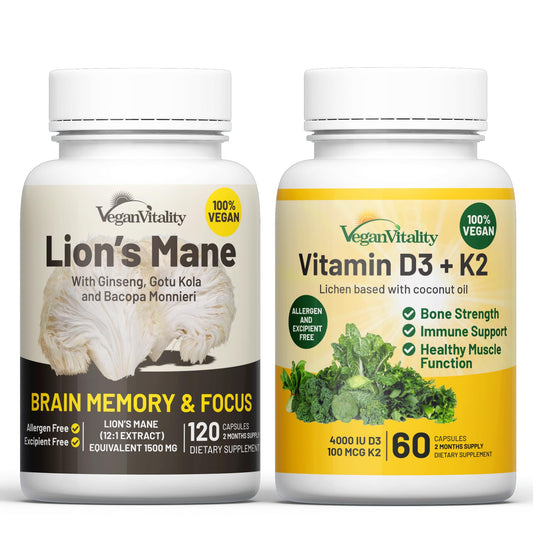 Paquete Vegan Vitality equilibrio cerebro y cuerpo frascos