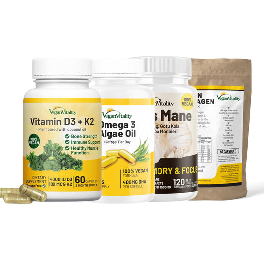 Paquete Vegan Vitality Piel y Cerebro suplementos veganos