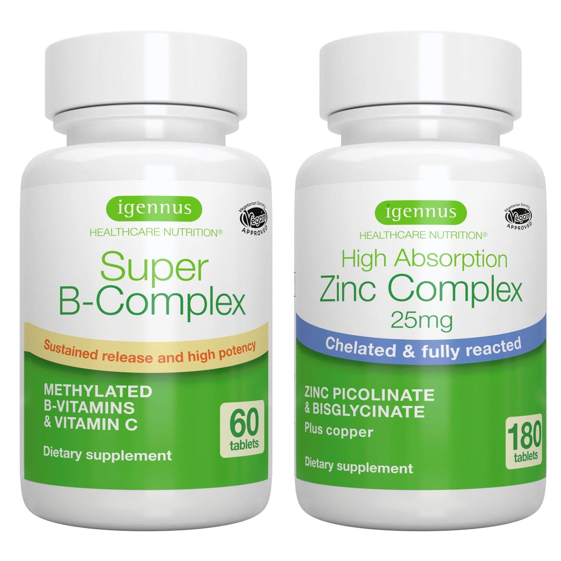 Paquete vegano Igennus Super B-Complex y Zinc