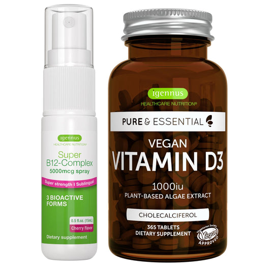 Paquete vegano vitamina D3 y complejo B12 Igennus