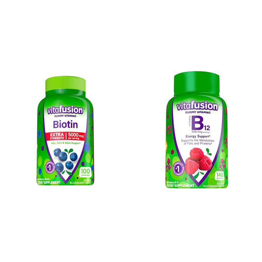 Paquete Vitafusion Biotina Extra Fuerte y vitamina B12 gominolas