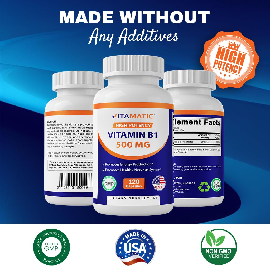 Paquete Vitamatic Vitamina B1 500 mg 120 cápsulas