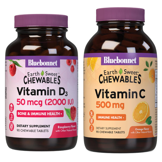 Paquete vitamin d3 2000 ui y vitamina c 500 mg bluebonnet