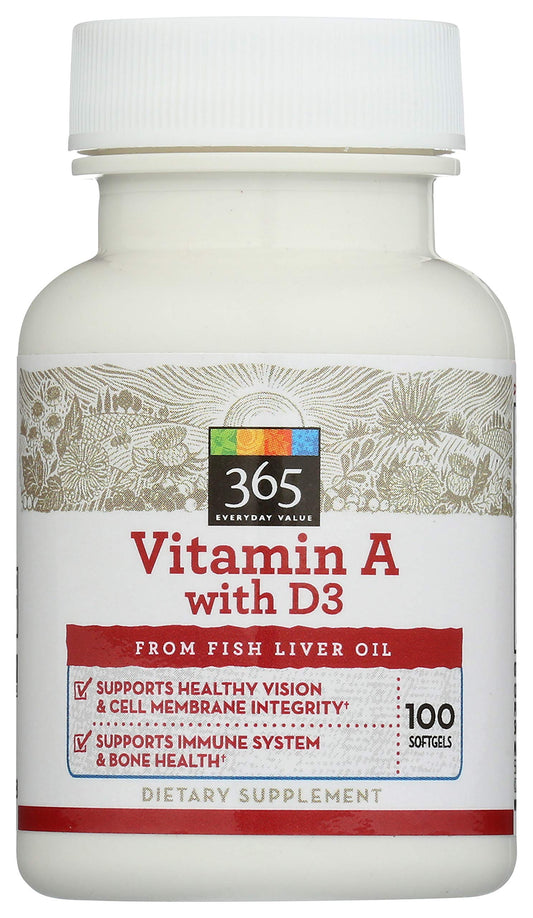 Paquete de Vitamina A con D3 100 unidades 365 Everyday Value