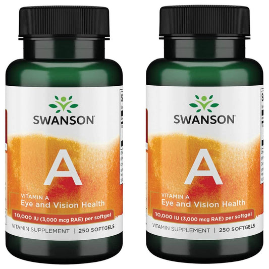 Paquete doble de Vitamina A Swanson 10,000 UI con cápsulas blandas