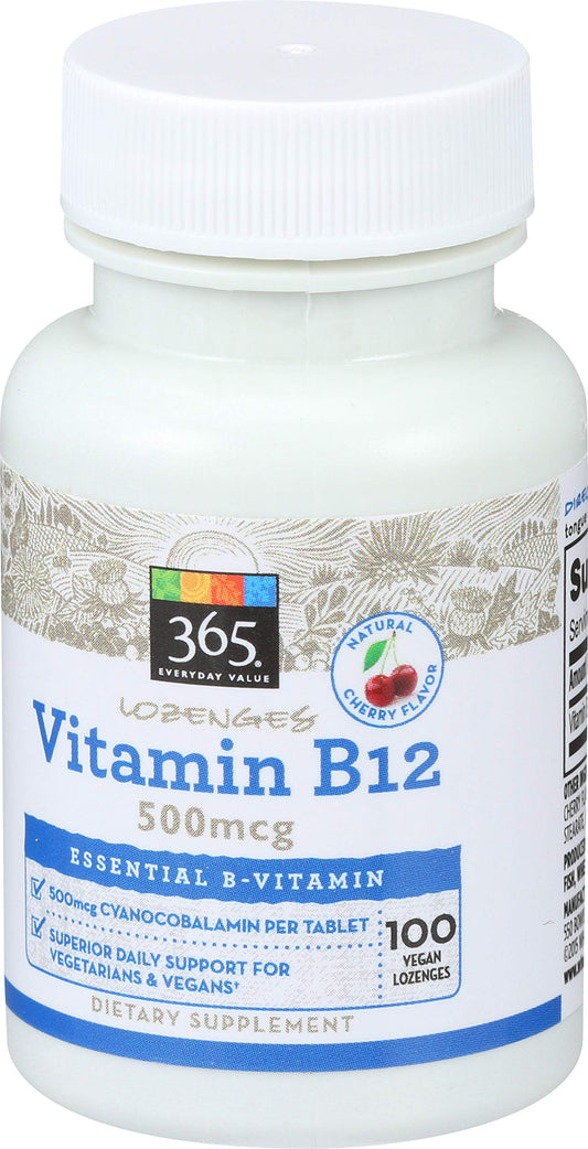 Paquete de vitamina B12 en pastillas 365 Everyday Value 100 unidades