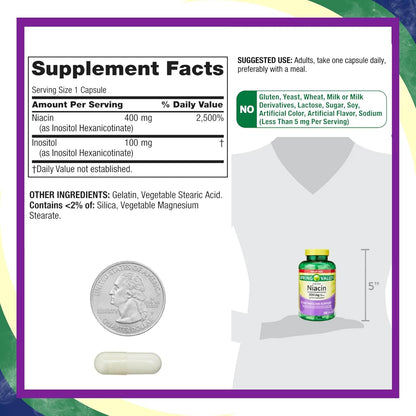 Paquete único vitamina b3 niacina suplemento 500 mg sin rubor 240 pastillas